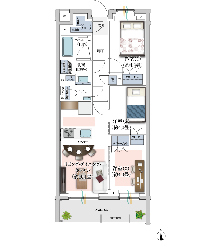 D2 TYPE 家具配置イメージ