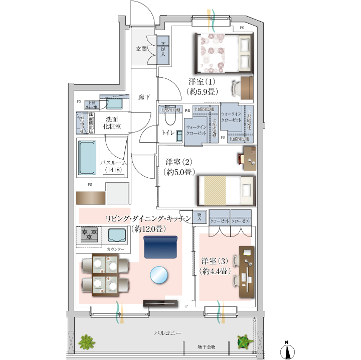 E TYPE 家具配置イメージ