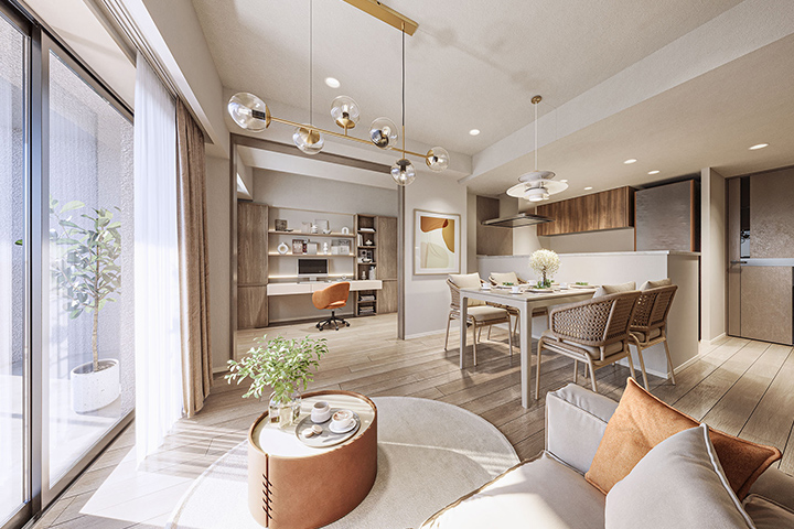 Bタイプ リビング・ダイニング・キッチン完成予想CG