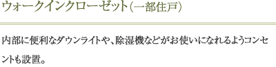 ウォークインクローゼット（一部住戸）