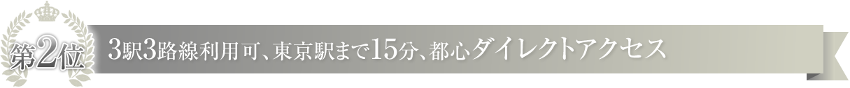 3駅3路線利用可、東京駅まで15分、都心ダイレクトアクセス