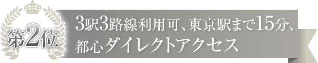 3駅3路線利用可、東京駅まで15分、都心ダイレクトアクセス