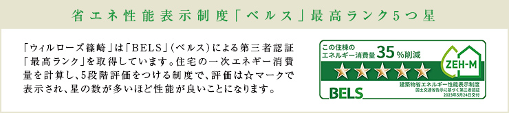 省エネ性能表示制度「ベルス」最高ランク5つ星